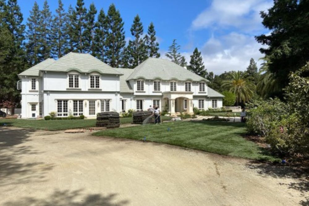 sod installation in estate landscape