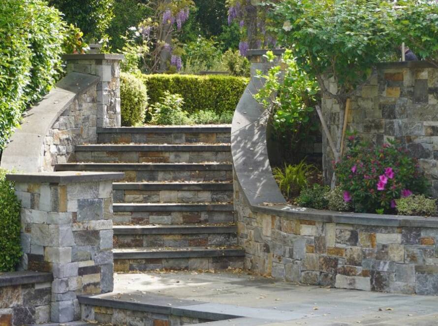 outdoor steps made of stone veneer