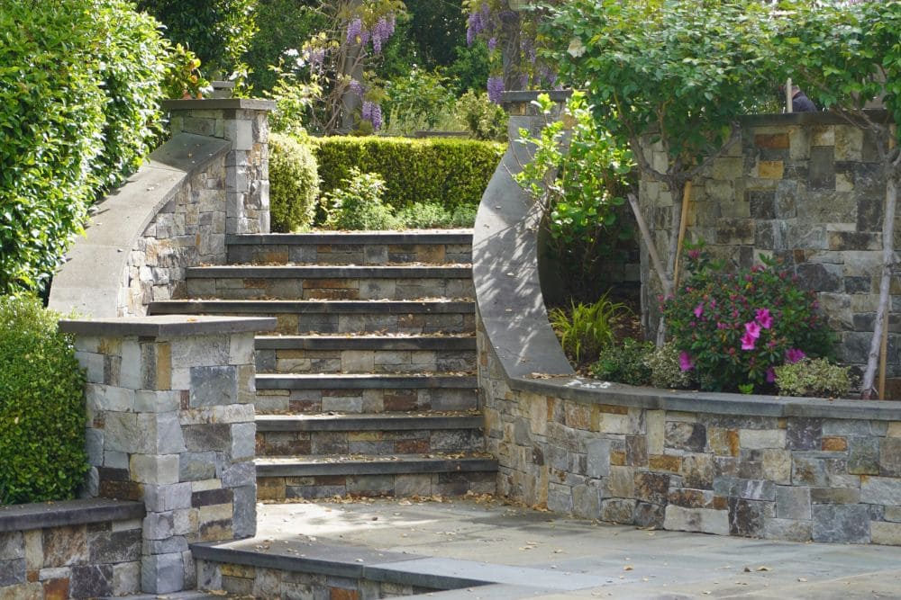 outdoor steps made of stone veneer